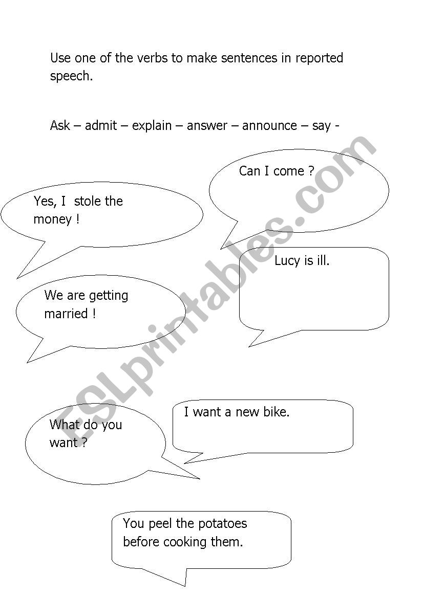 reported speech worksheet