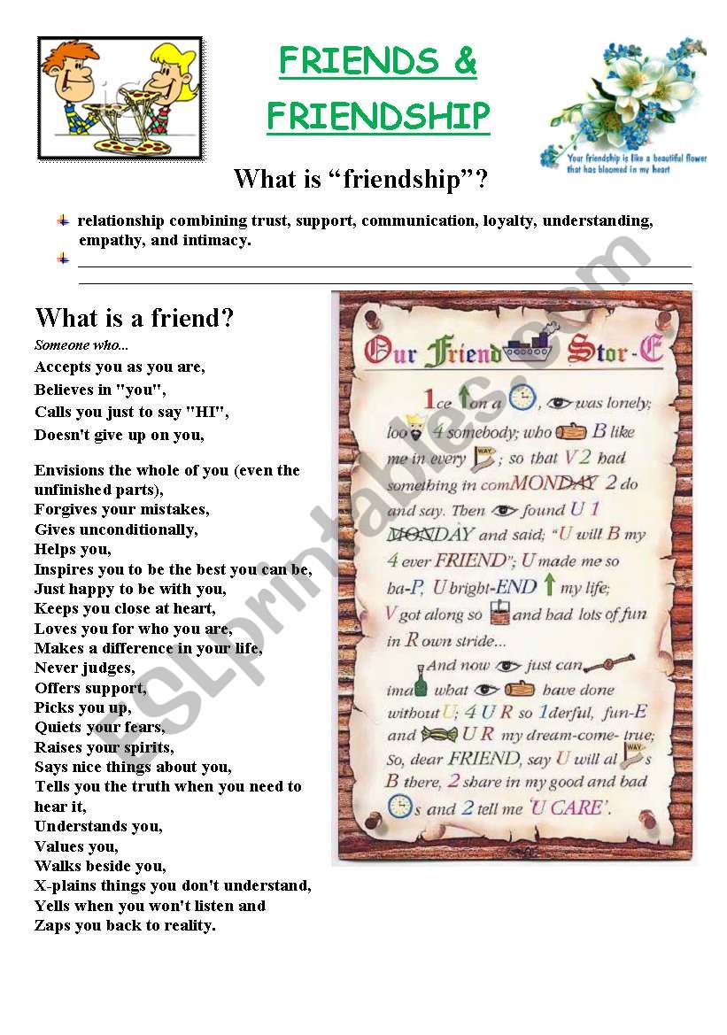 Friends and Friendship  worksheet