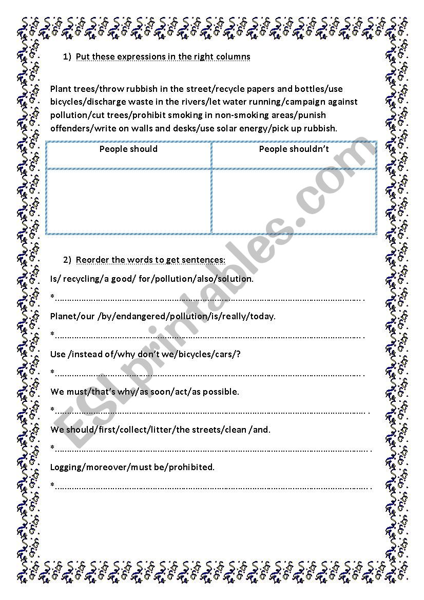 how to save our globe worksheet