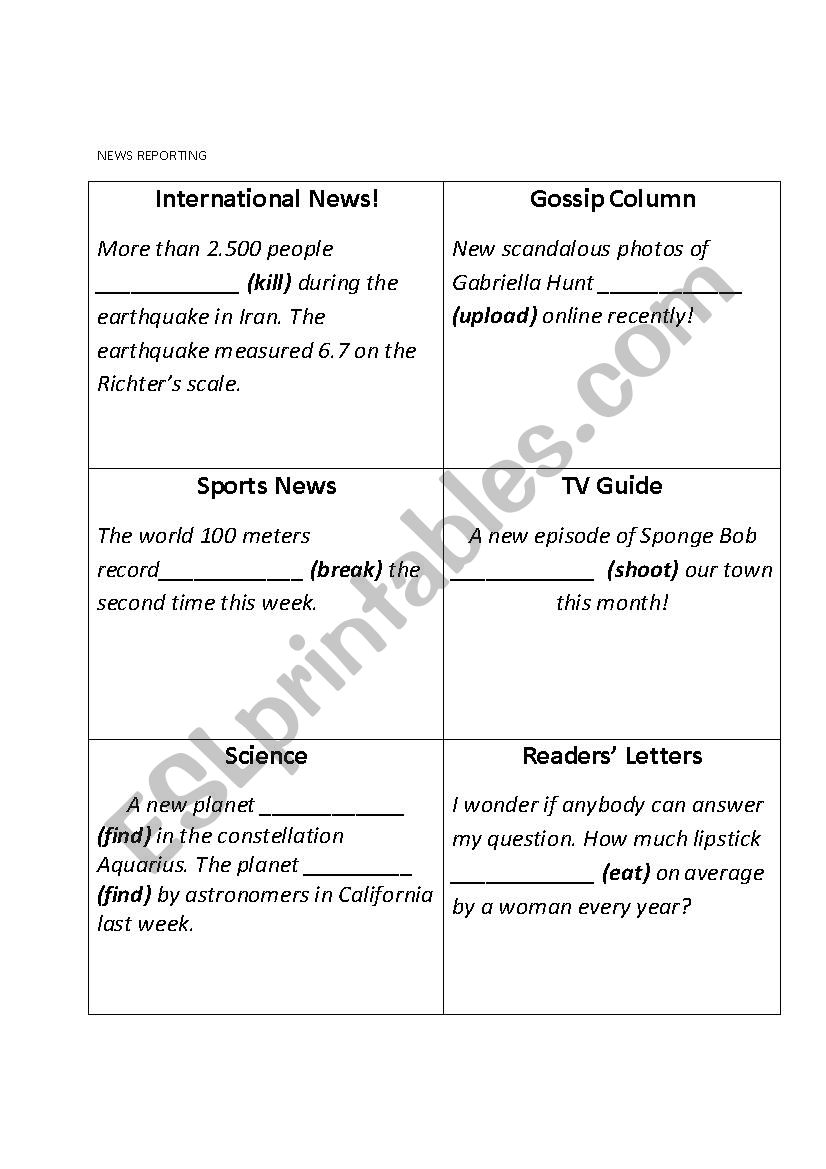 Passive voice exercise worksheet