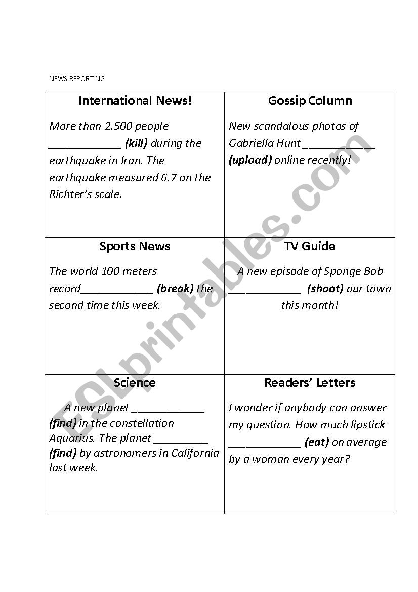 Passive voice exercise worksheet