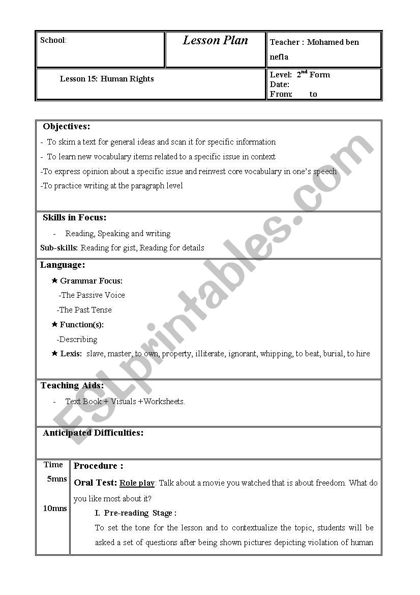 human rights worksheet