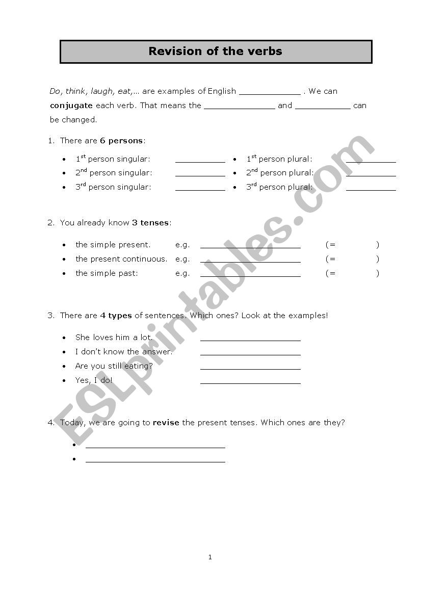 Revision of the present tenses