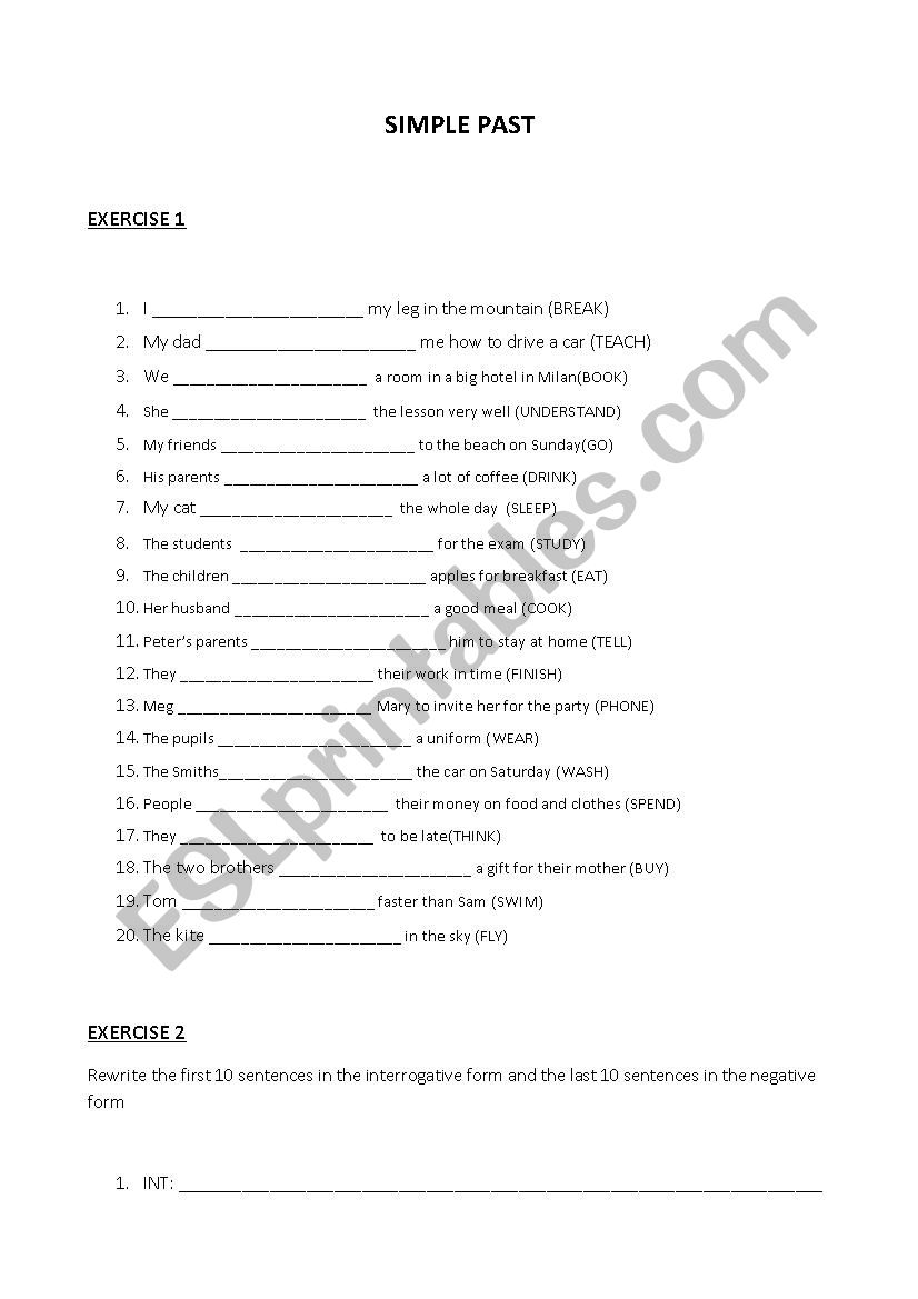 Simple past worksheet