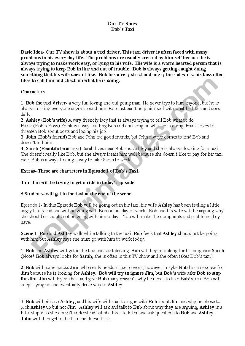 Tv Show worksheet