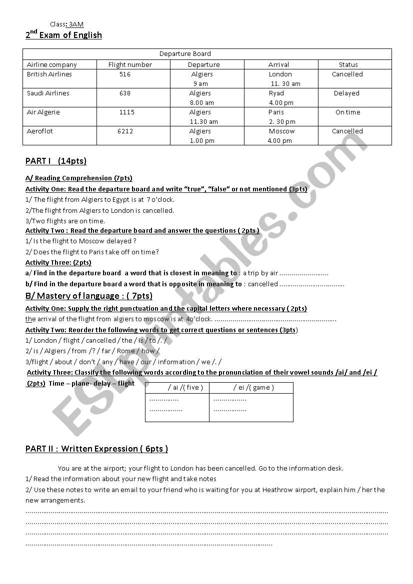 EXAM  worksheet