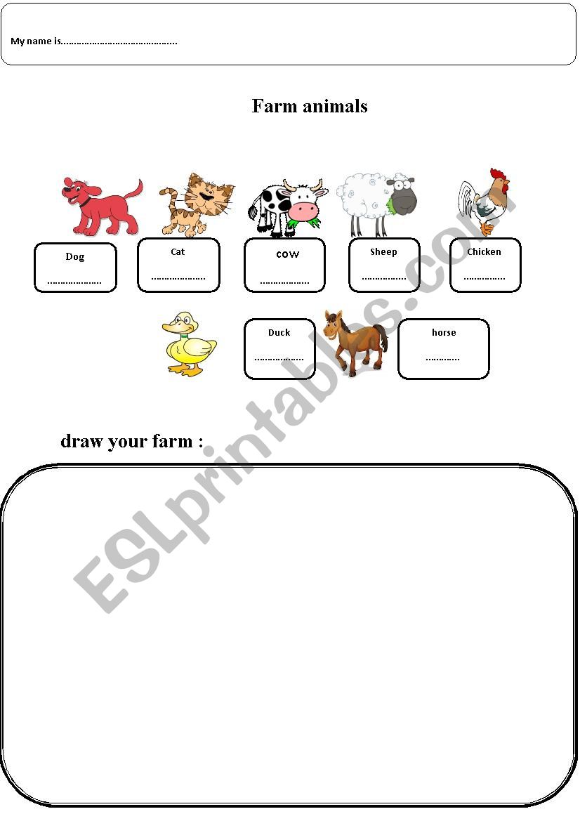 Farm animals  worksheet