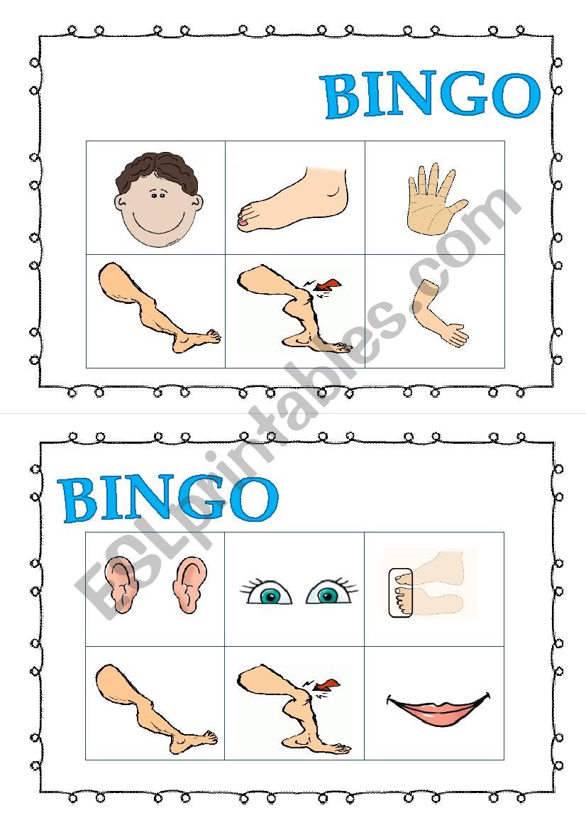 Body Parts - BINGO worksheet