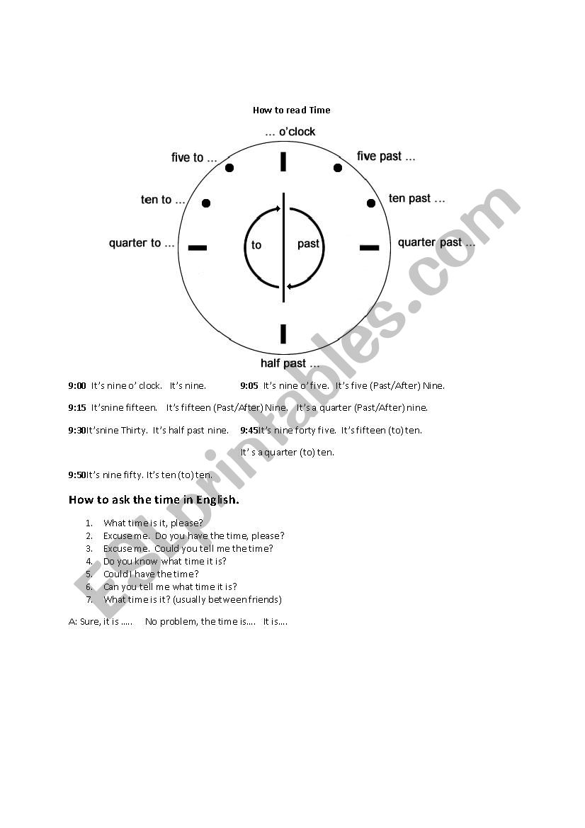 How to read time. How to ask the time.