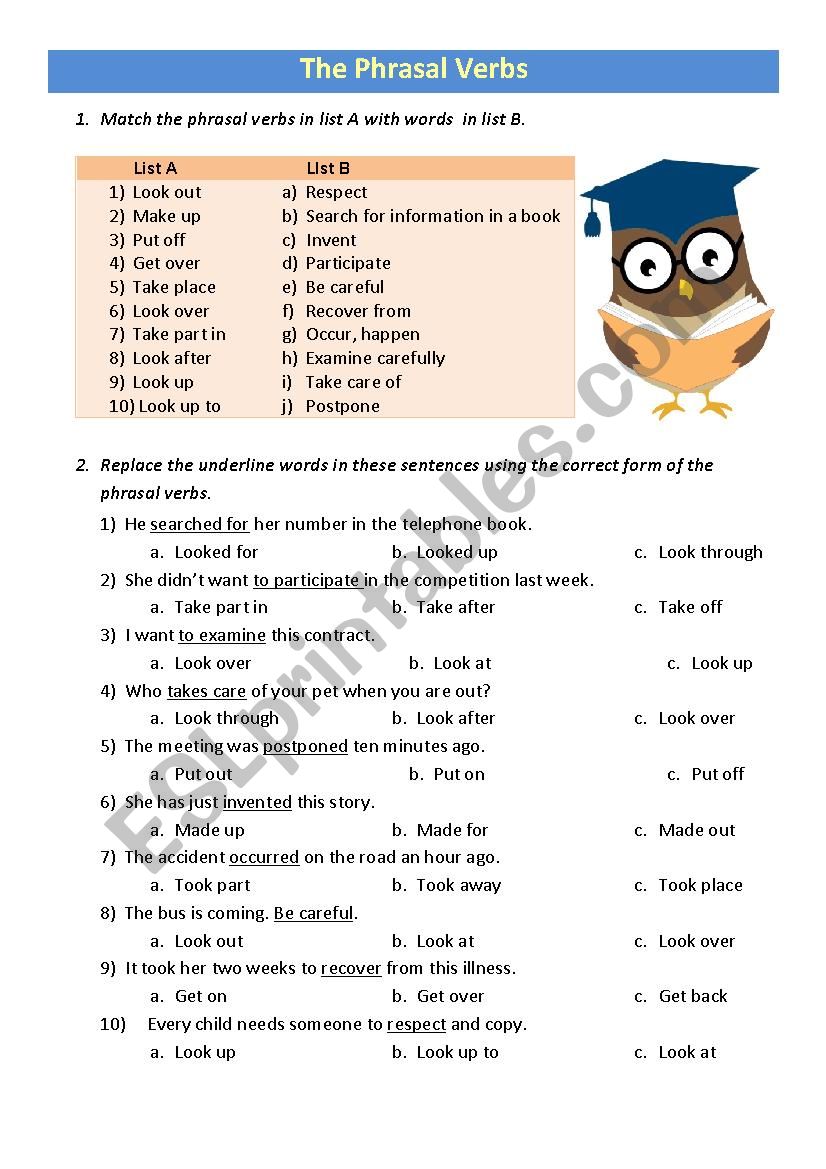 Phrasal verbs  worksheet