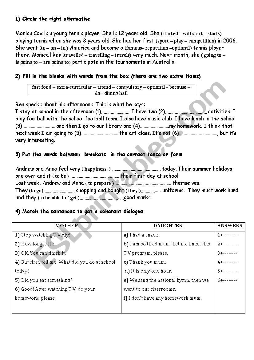 Review Module two 8th form worksheet