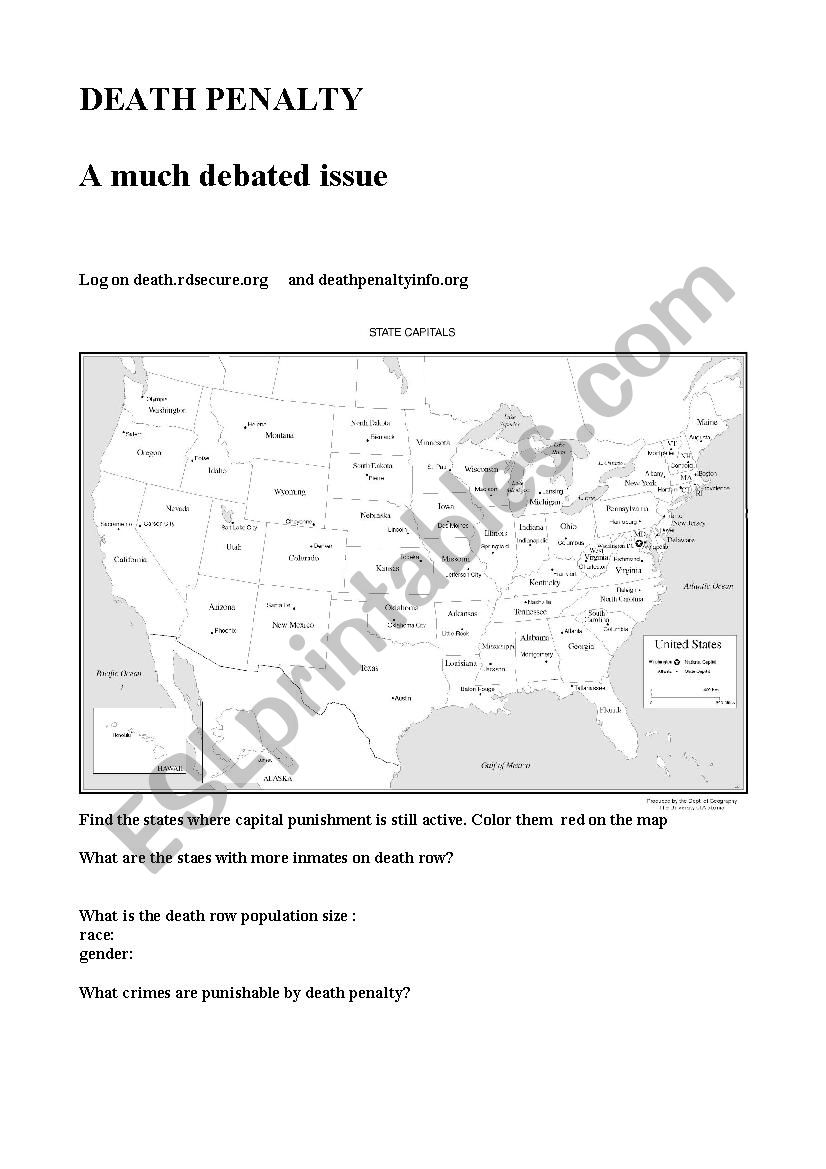 DEATH PENALTY in the USA worksheet