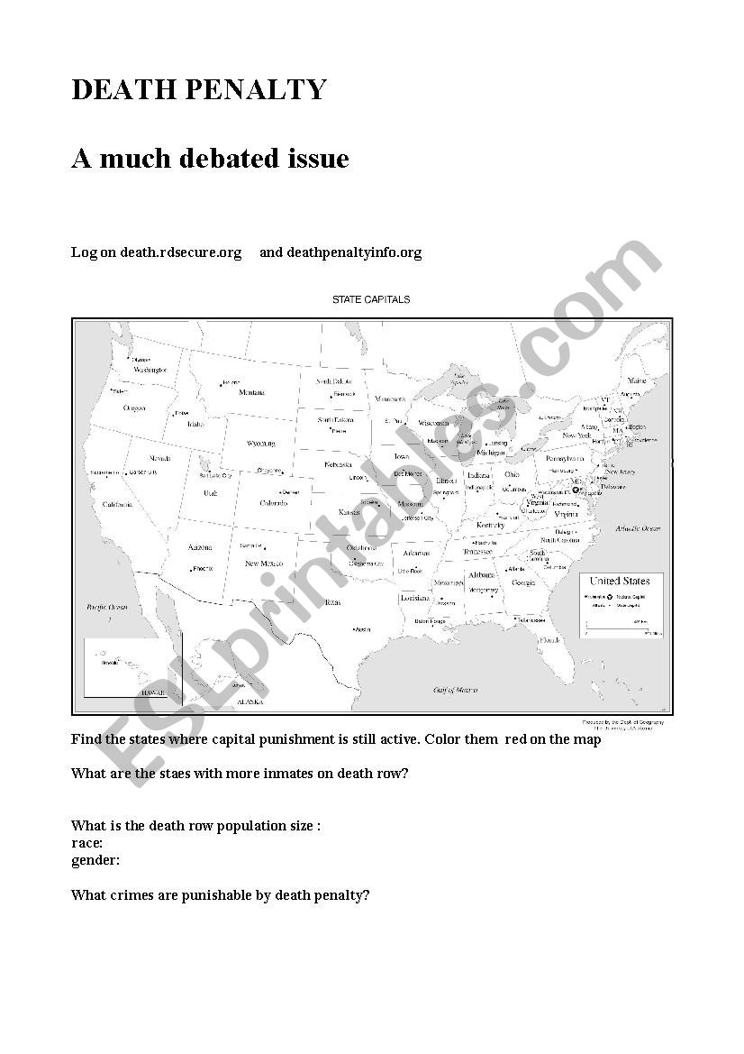 DEATH PENALTY in the USA worksheet