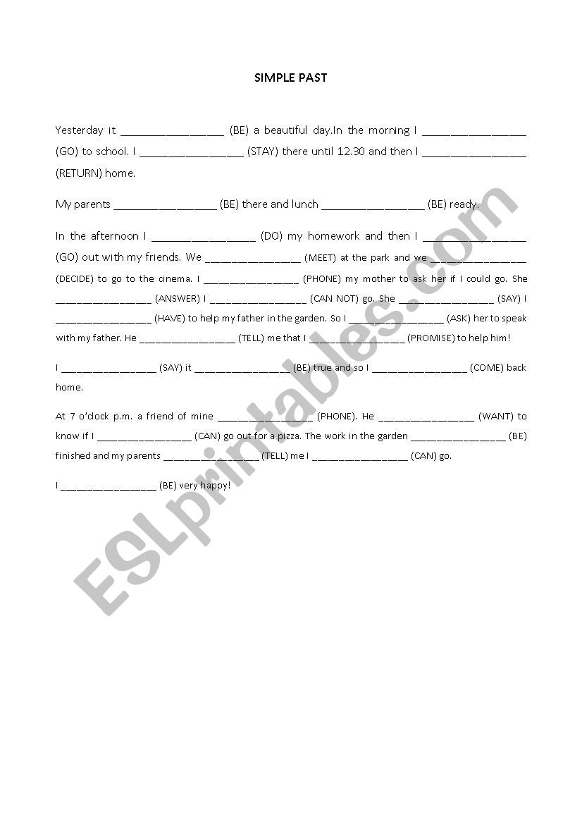 Simple past worksheet