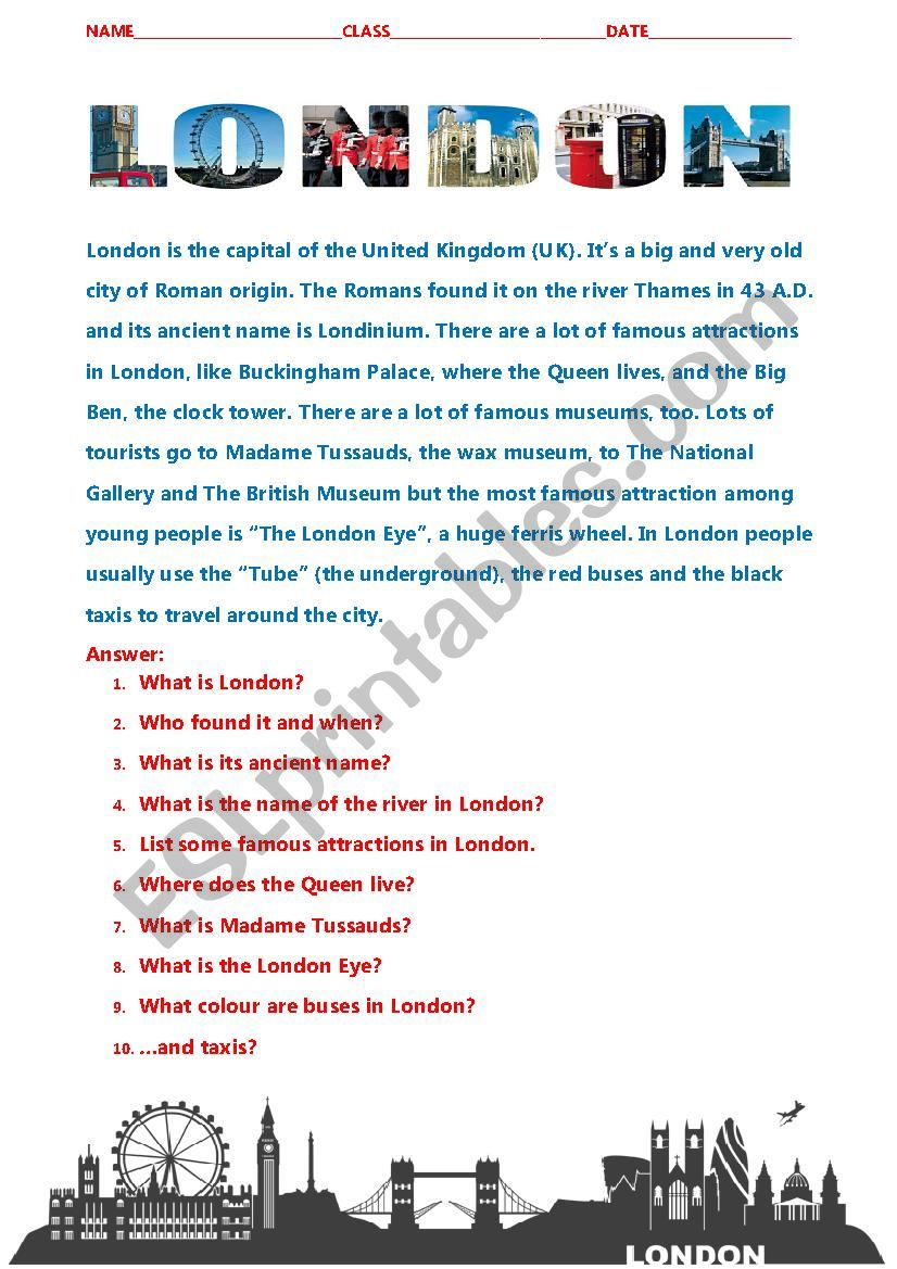 London worksheet