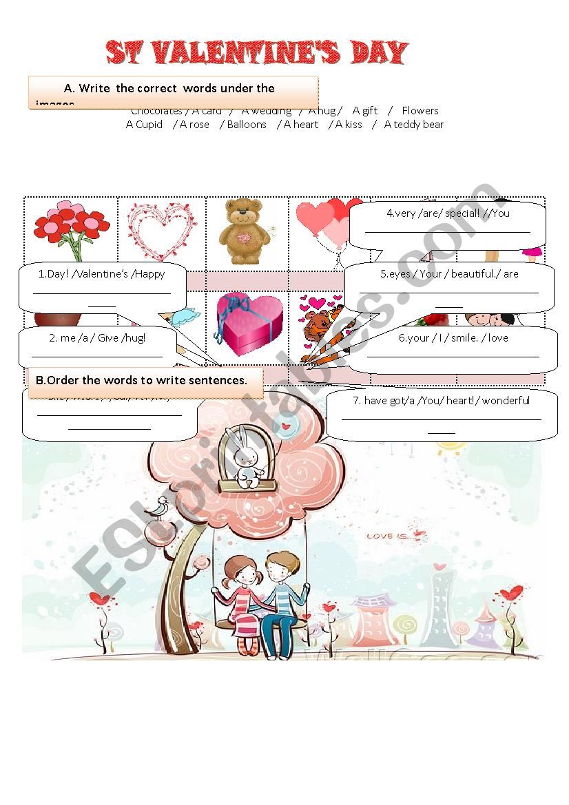 St valentines worksheet worksheet