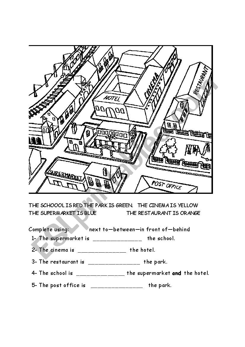CIty and prepositions worksheet