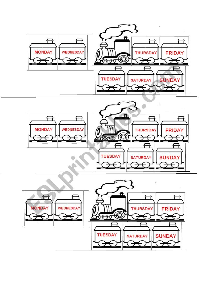 DAYS OF THE WEEK - TRAIN  worksheet