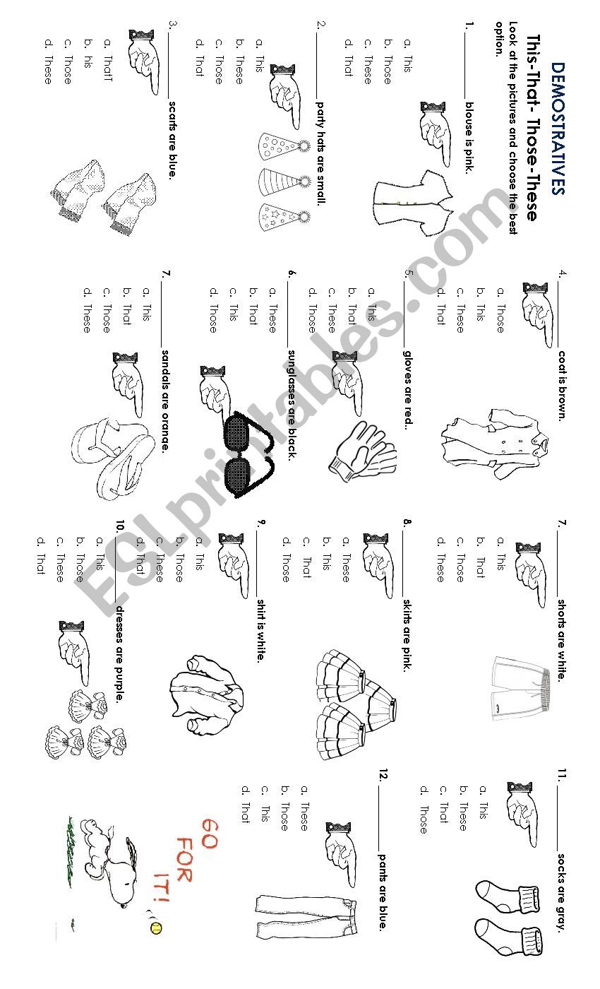 Demonstrative Pronouns worksheet