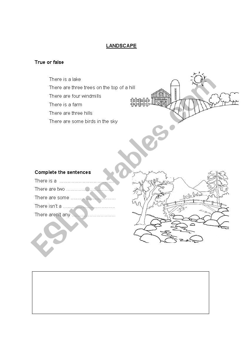 Describing a landscape worksheet