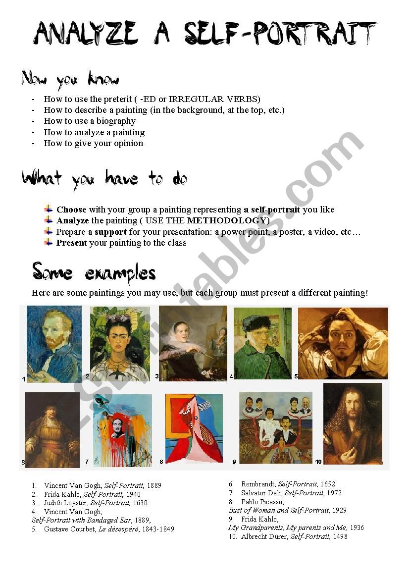 analyze a painting worksheet