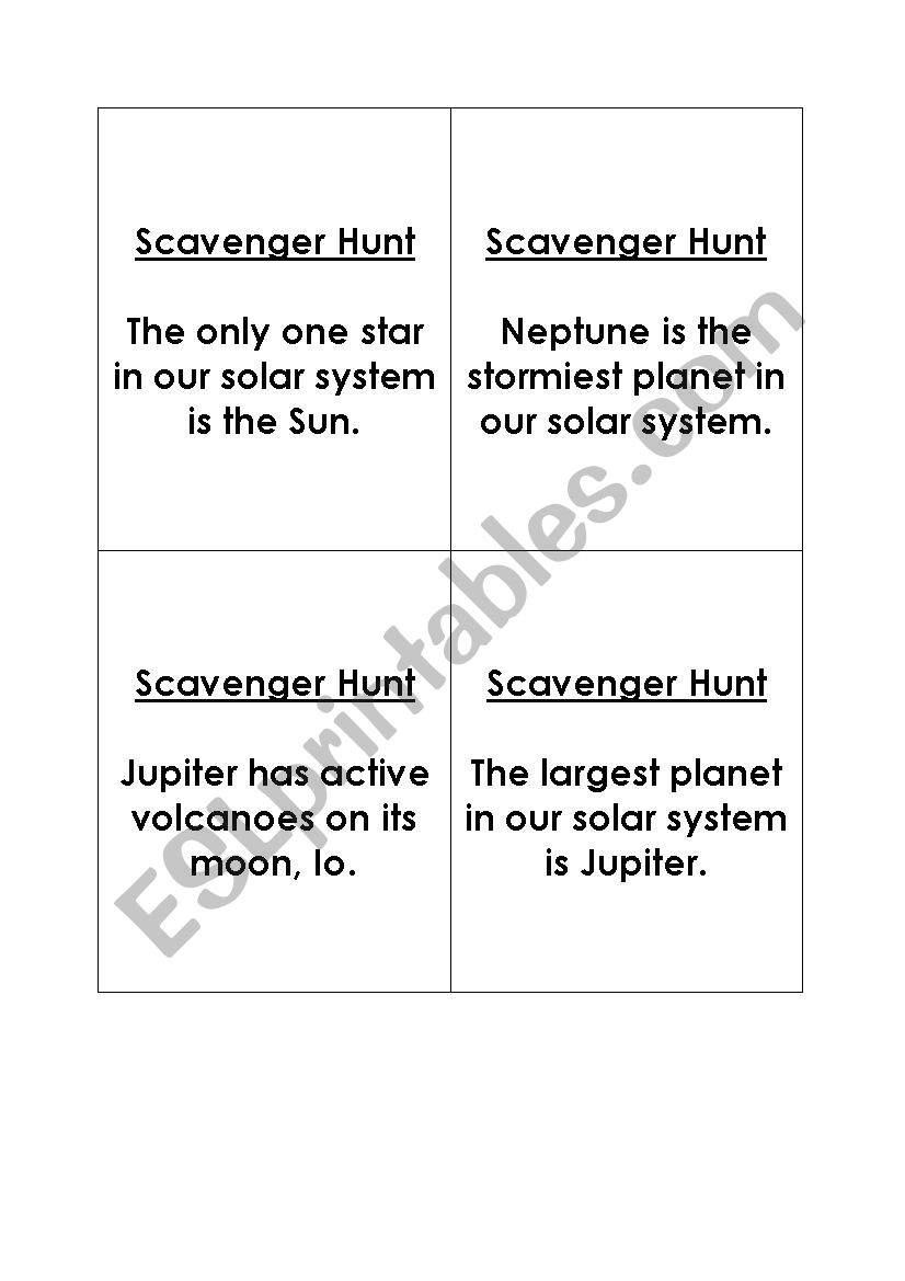 Scavenger Hunt worksheet