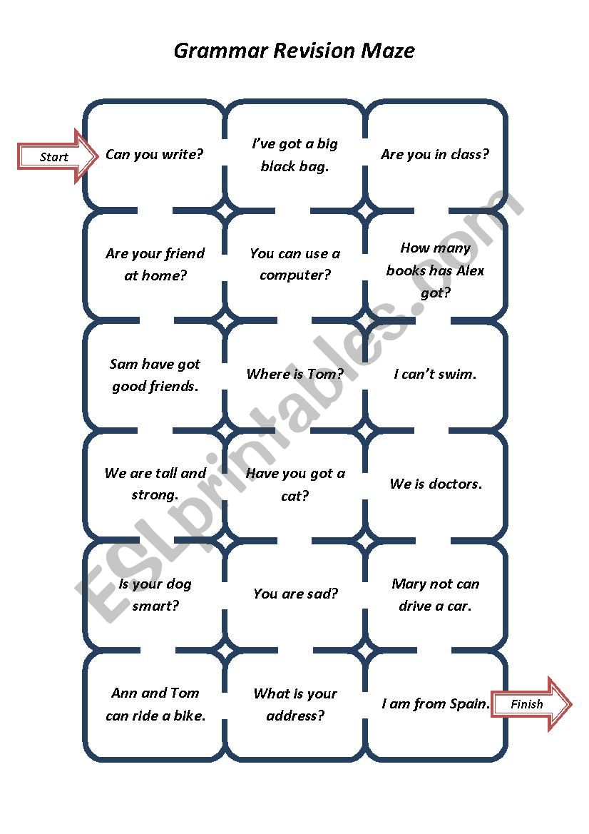 Be, have got, can Grammar Maze-2