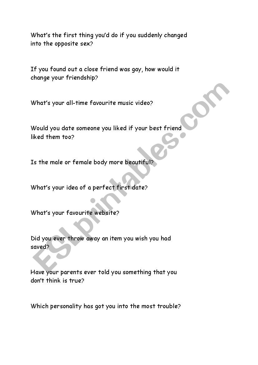 discussion questions worksheet
