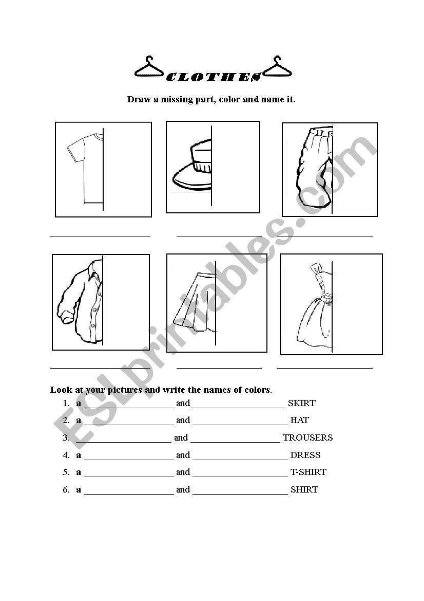 Clothes and colors worksheet