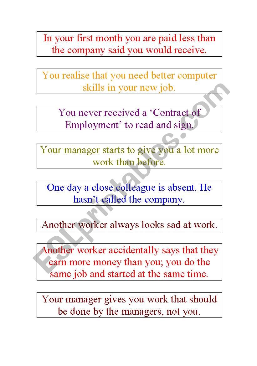 problems at work discussion cards 