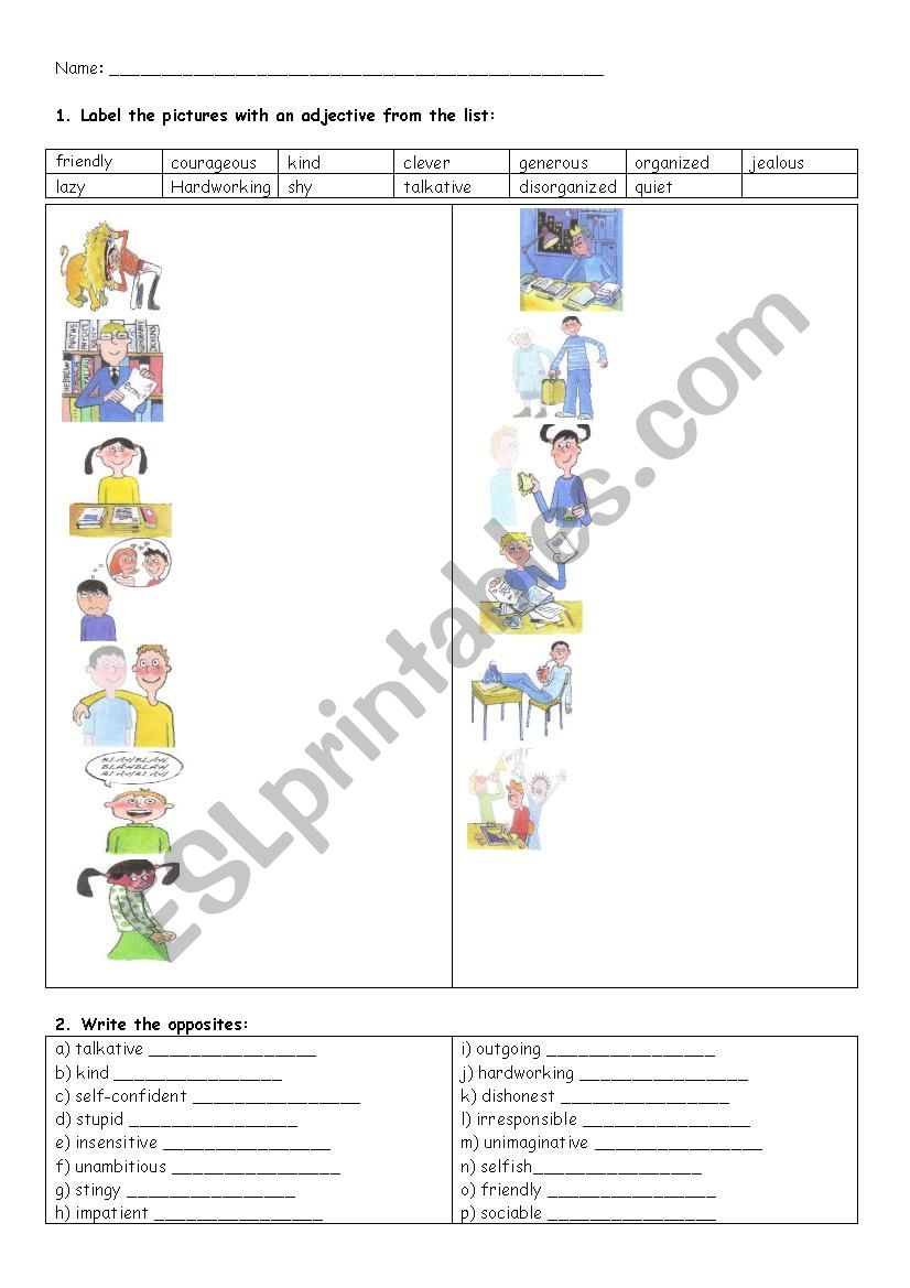 Personality (exercises)  worksheet