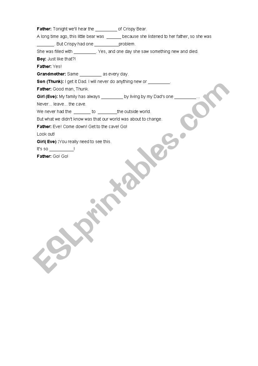 The Croods Trailer worksheet