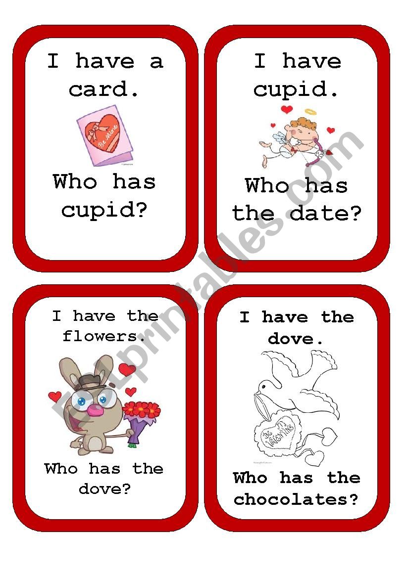 Valentines Speaking Cards worksheet