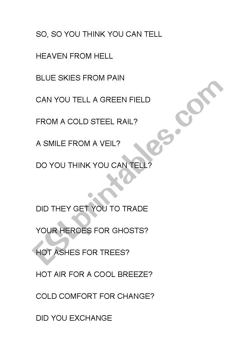 Wish You Were Here Pink Floyd Esl Worksheet By Vicente Viviane