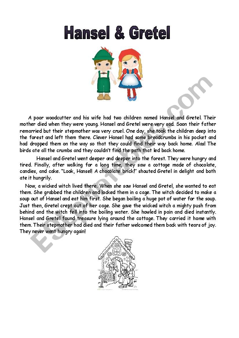 Hansel and Gretel worksheet