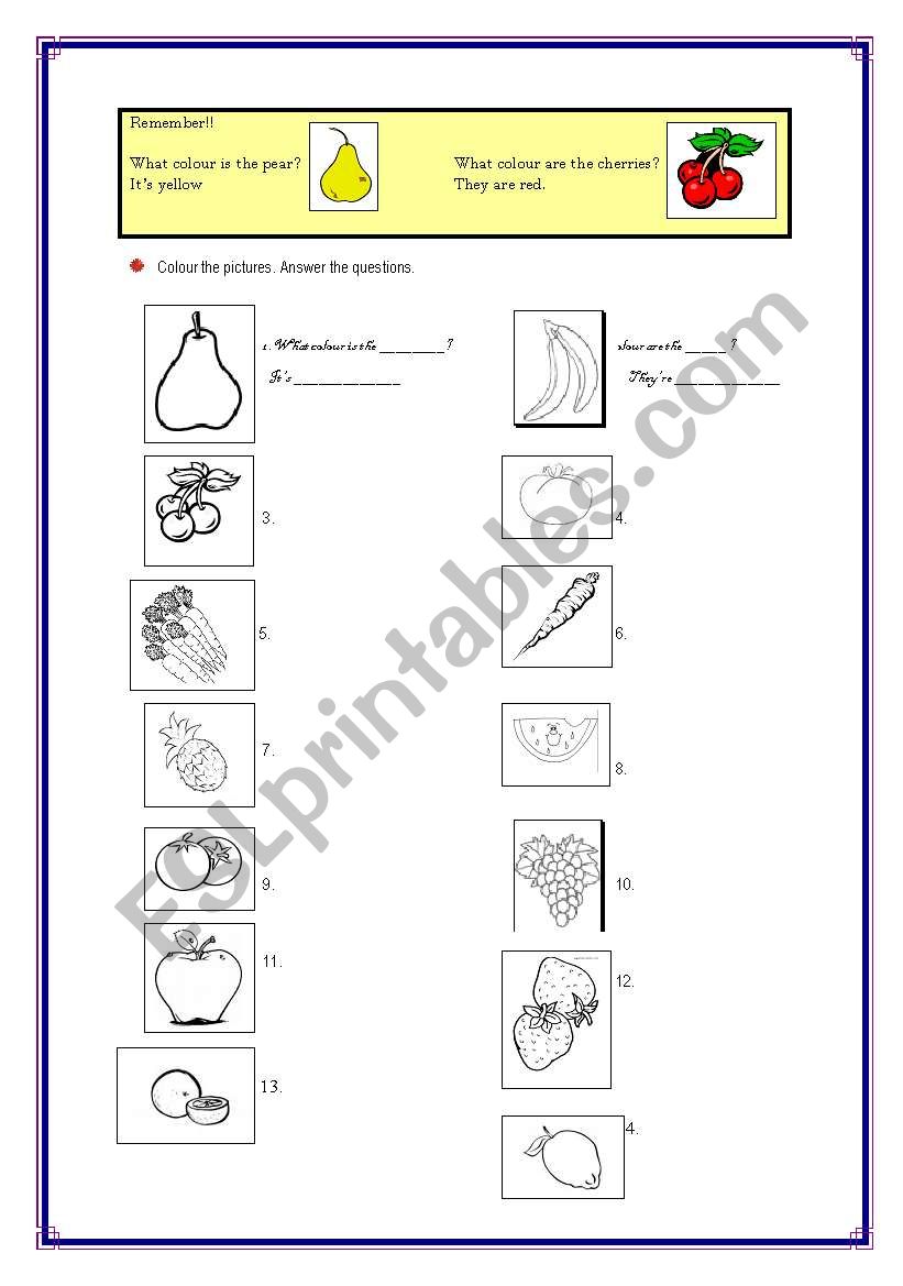 Colours worksheet