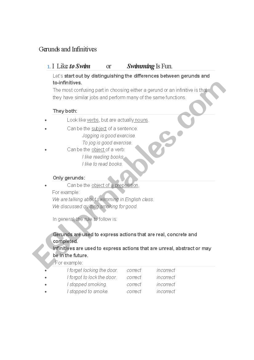 teaching gerunds worksheet