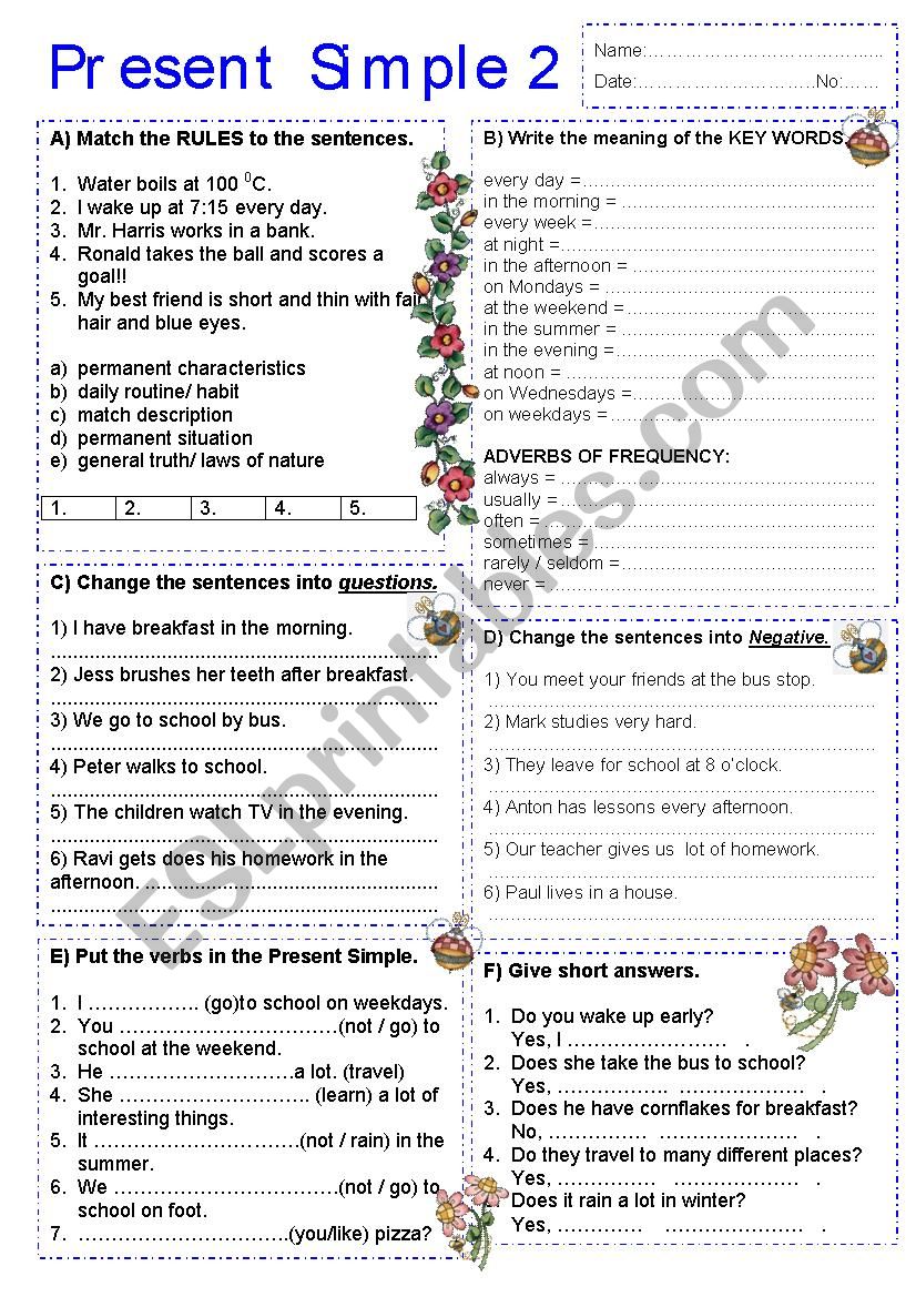Present Simple 2 worksheet