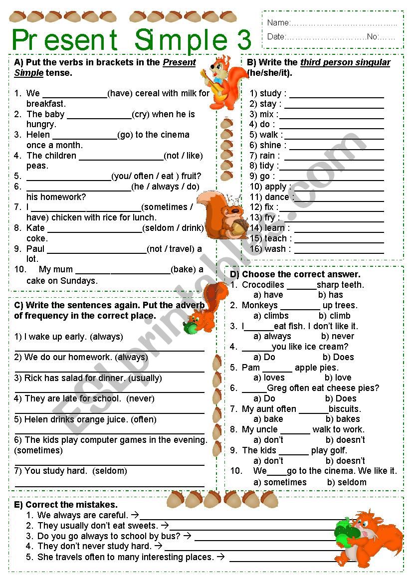 Present Simple 3 worksheet