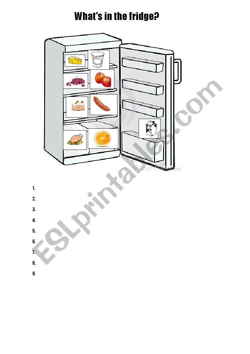 A fridge to describe worksheet