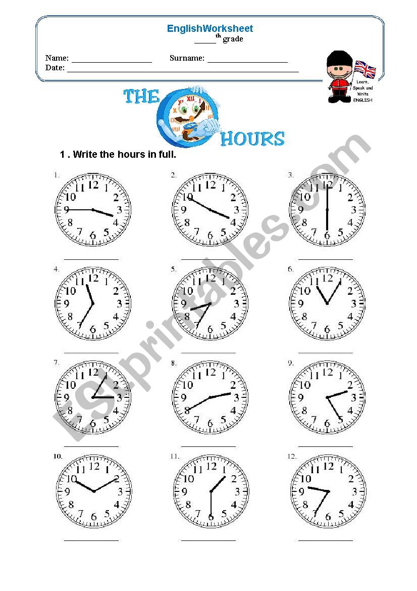 Hours worksheet