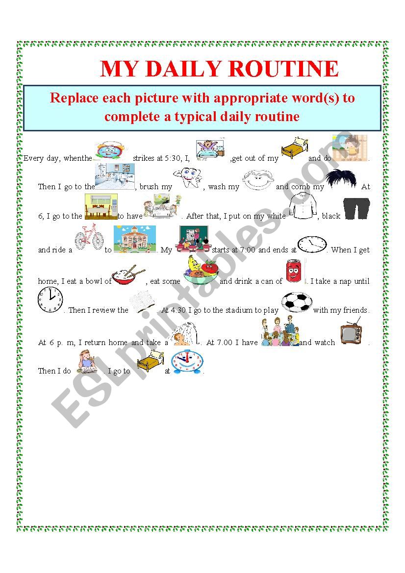 DAILY ROUTINE worksheet