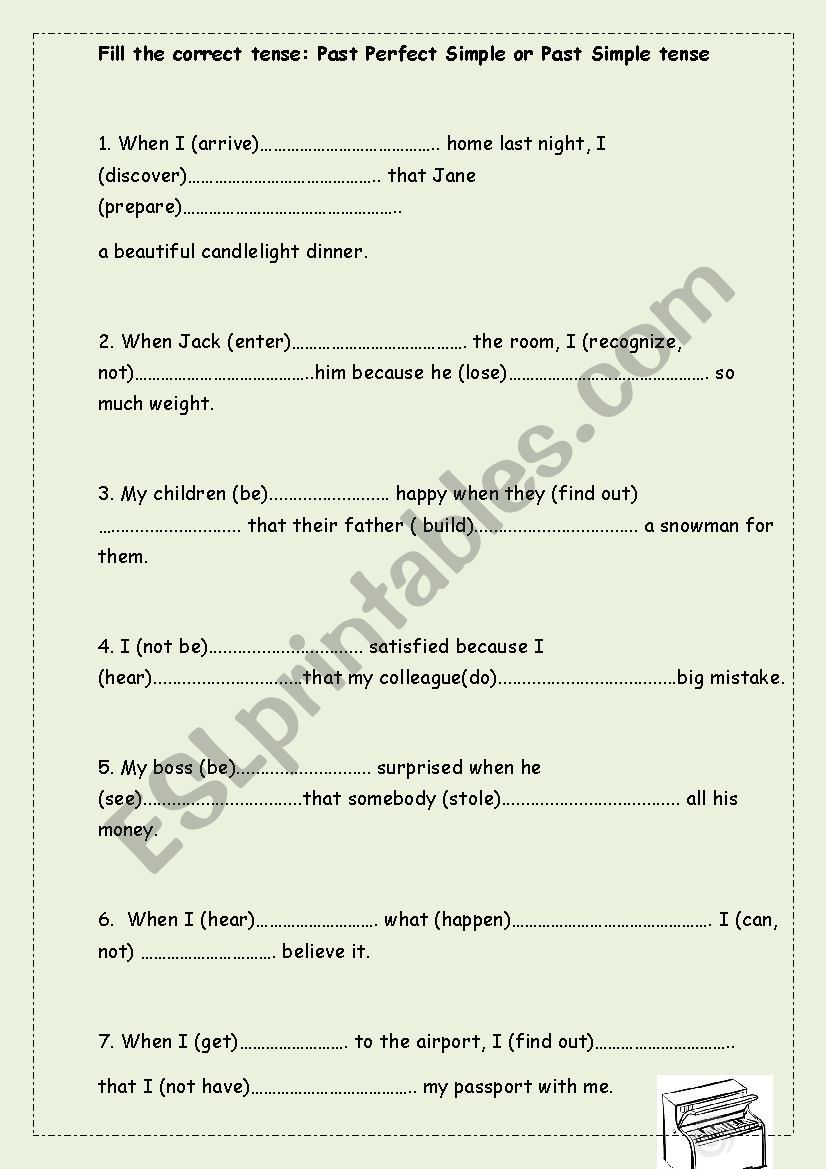 Exercise - Past Perfect Simple or Past Simple tense