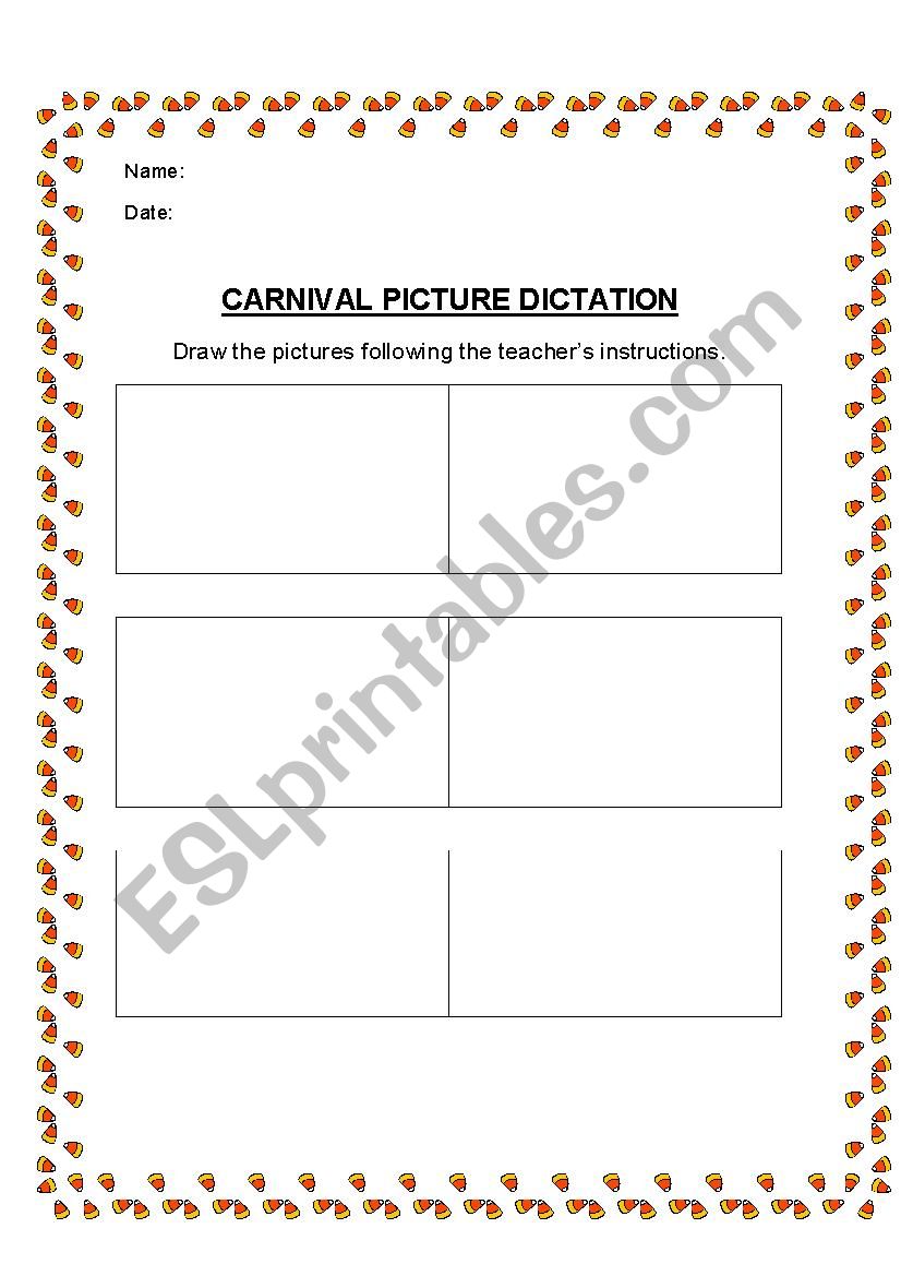Picture dictation carnival. worksheet