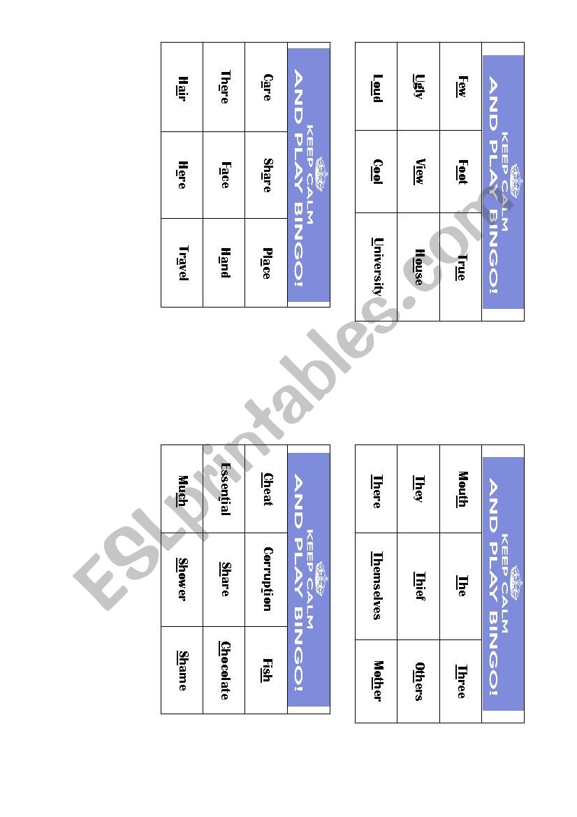 Pronunciation Bingo worksheet