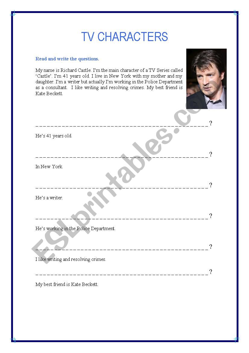 TV Characters worksheet