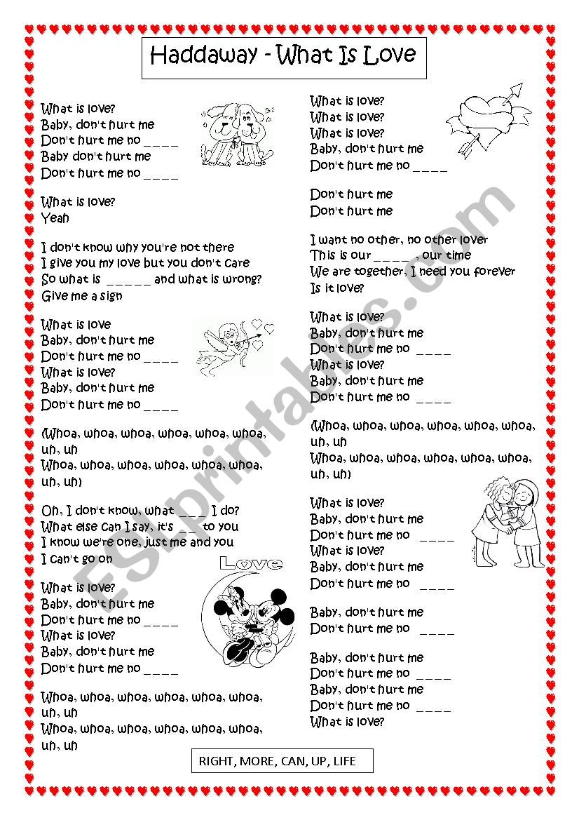 Song For Saint Valentine What Is Love Haddaway Esl Worksheet