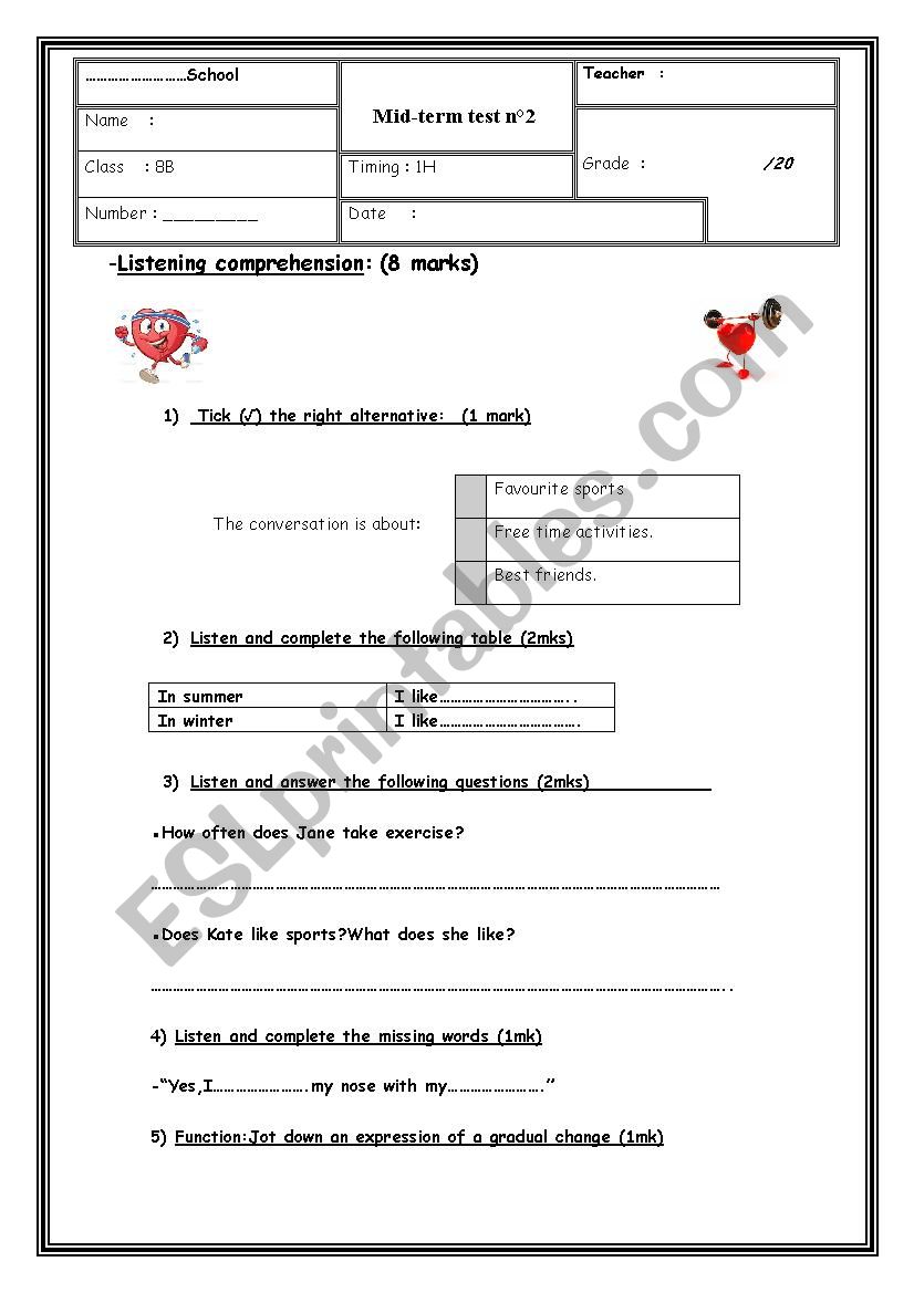 Mid term test n2 worksheet