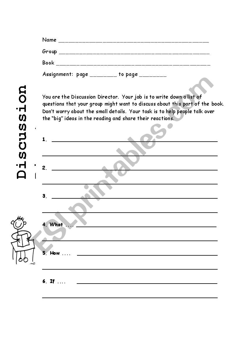 Literature Circle Role Sheets worksheet