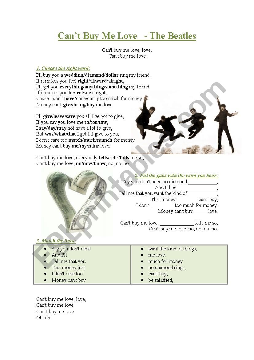 Song: CanÂ´t buy me love - The Beatles